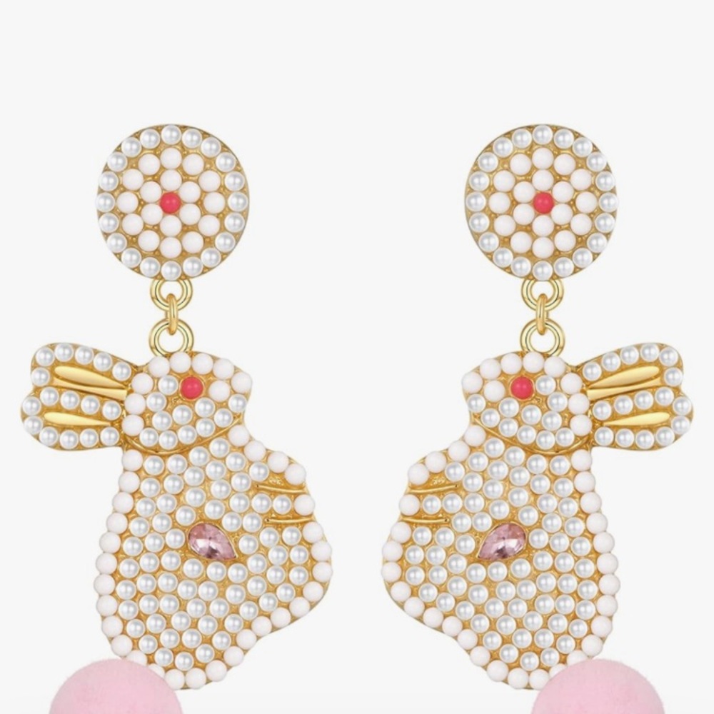 Pearl and Gold Bunny Earrings
